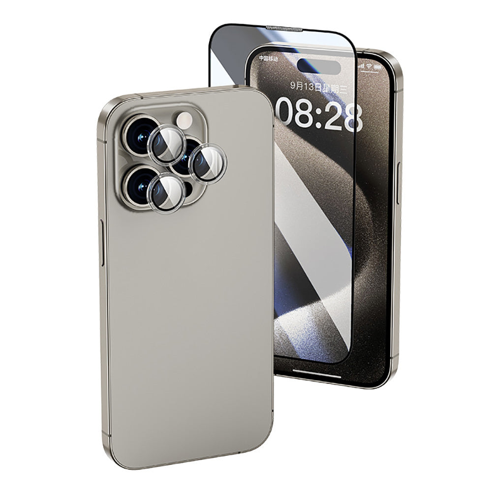 Apple iPhone 16 Pro Max Wiwu Wi-IP002 2in1 Temperli Cam Ahize Toz Önleyici Ekran Koruyucu ve Kamera Lens Koruyucu Set - Görsel 2