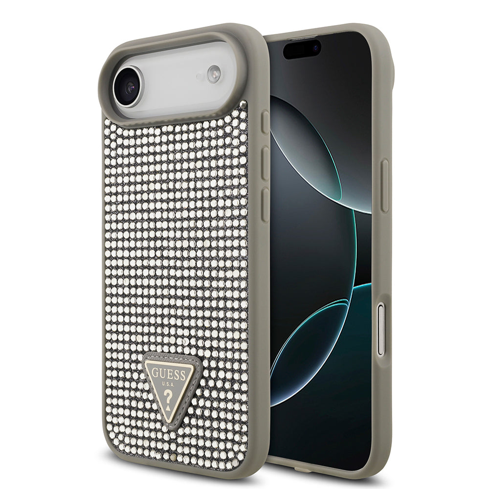 Apple iPhone 17 Air Kılıf Guess Orjinal Lisanslı Taşlı Arka Yüzey Üçgen Logolu Kapak - Görsel 5
