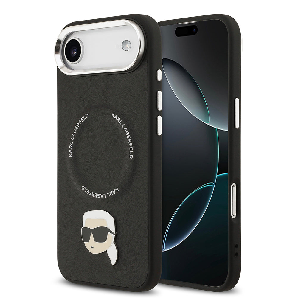 Apple iPhone 17 Air Kılıf Karl Lagerfeld Orjinal Lisanslı M-safe Şarj Özellikli Metal Kamera ve Buton Tasarımlı Karl PU Deri Kapak - Görsel 2