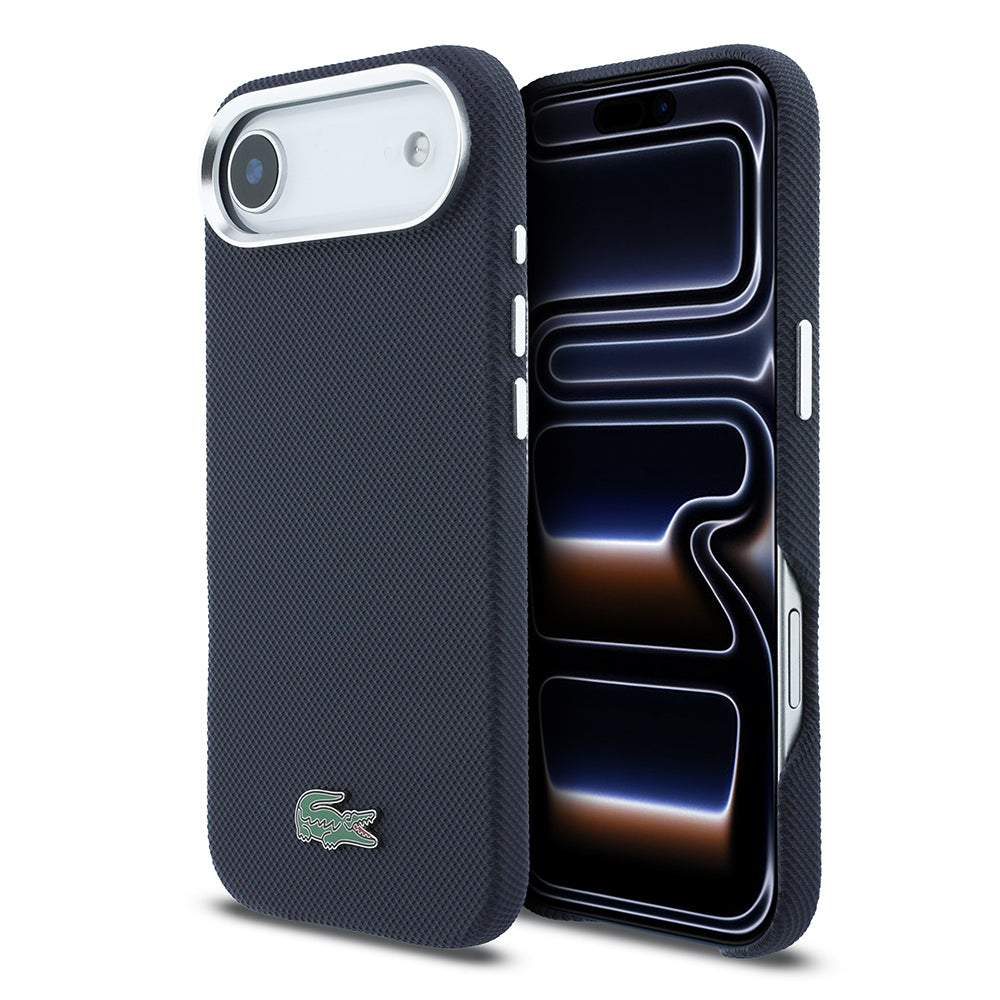 Apple iPhone 17 Air Kılıf Lacoste Orjinal Lisanslı M-Safe Şarj Özellikli PVC Pike Desenli Arka Yüzey İkonik Timsah Dokuma Logolu Kapak - Görsel 10