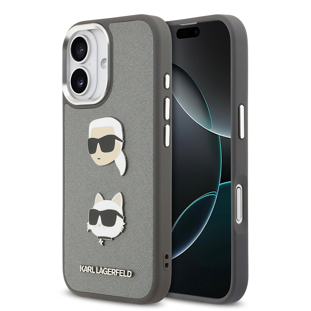 Apple iPhone 17 Kılıf Karl Lagerfeld Orjinal Lisanslı Metal Logolu K&C Heads Pin Kapak - Görsel 3