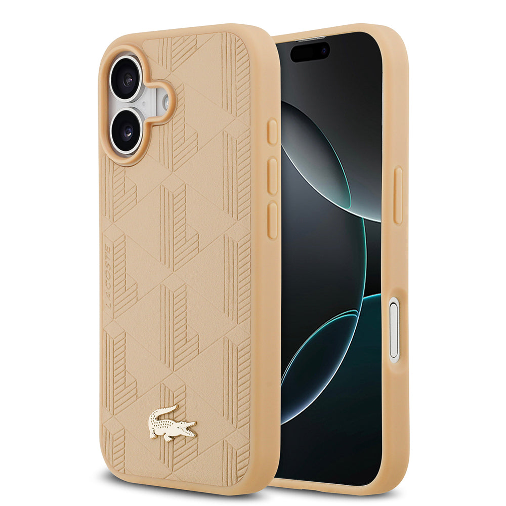 Apple iPhone 17 Kılıf Lacoste Orjinal Lisanslı M-safe Şarj Özellikli PU Deri Tasarımlı Karışık Monogram Desenli Kapak - Görsel 3