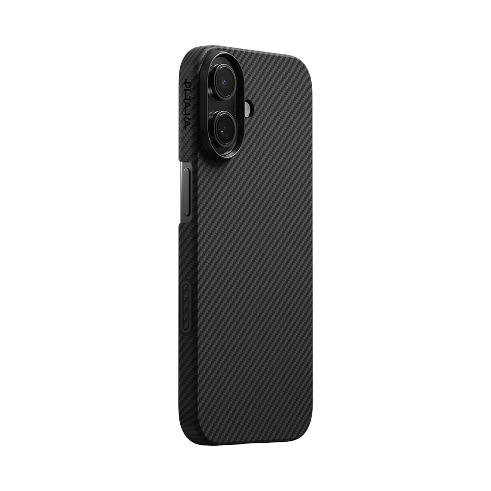 Apple iPhone 17 Kılıf M-safe Şarj Özellikli 1500D Aramid Fiber Pitaka Ultra-Slim Classic Serisi Black-Grey Twill Kapak - Görsel 2
