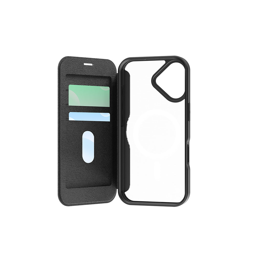 Apple iPhone 17 Kılıf M-Safe Şarj Özellikli Raptic Air Folio Şeffaf Kartlıklı Kapaklı Kılıf - Görsel 2