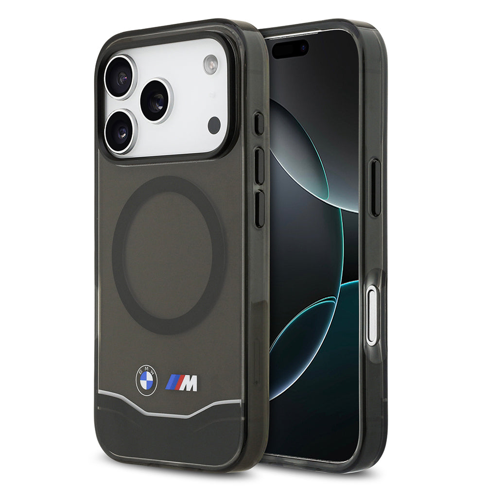 Apple iPhone 17 Pro Kılıf BMW Orjinal Lisanslı M-safe Şarj Özellikli Metal Buton Tasarımlı Tranparan M Dizayn Kapak - Görsel 2