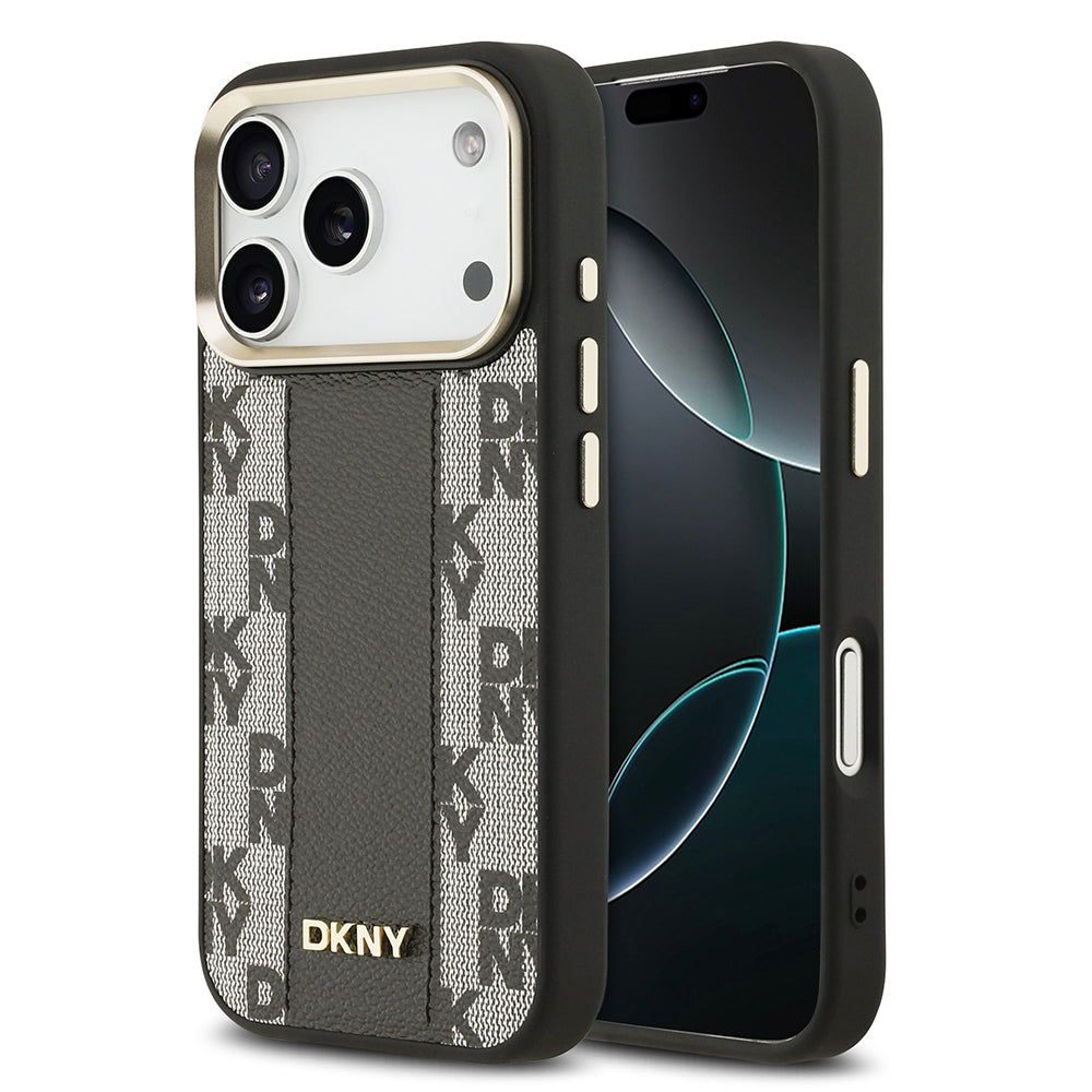 Apple iPhone 17 Pro Kılıf DKNY Orjinal Lisanslı M-safe Şarj Özellikli 3D Yazılı Checkered Pattern Kapak - Görsel 3
