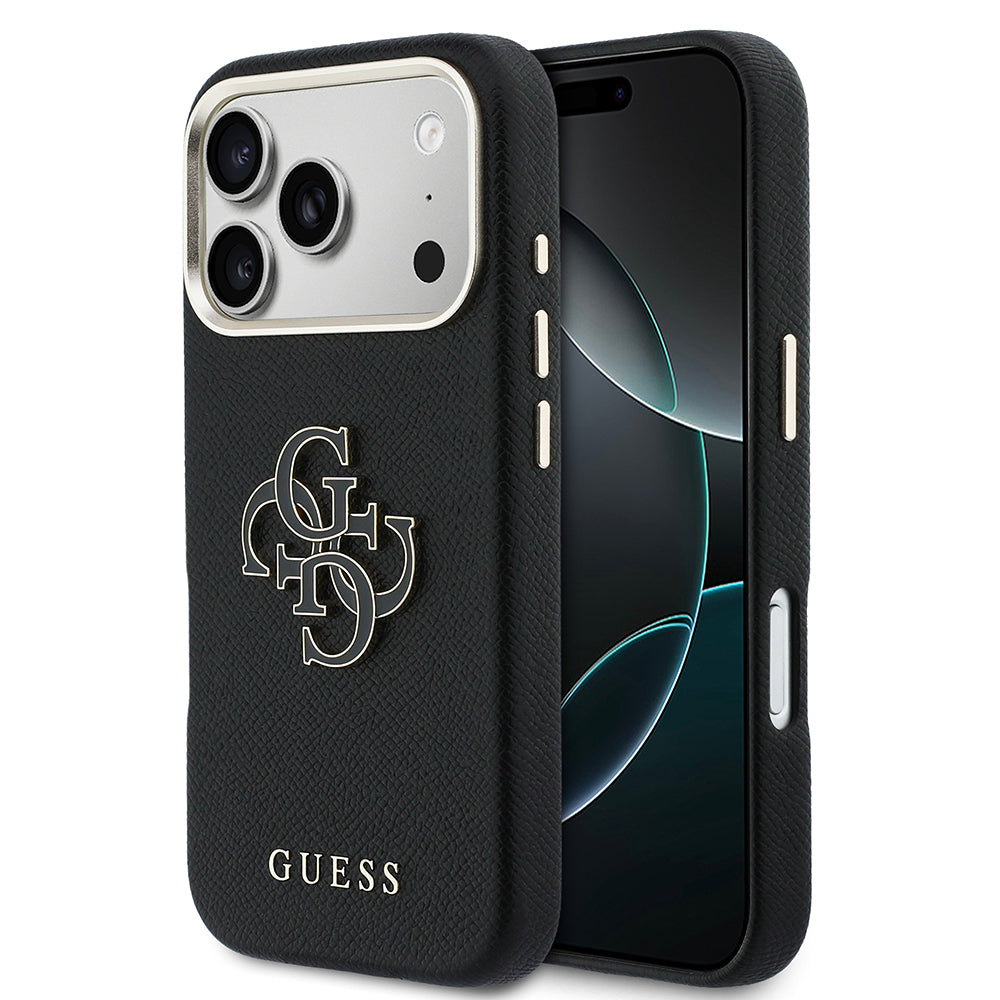 Apple iPhone 17 Pro Kılıf Guess Orjinal Lisanslı 4G Büyük Metal Kamera Çerçeveli PU Deri Resin Kapak - Görsel 9
