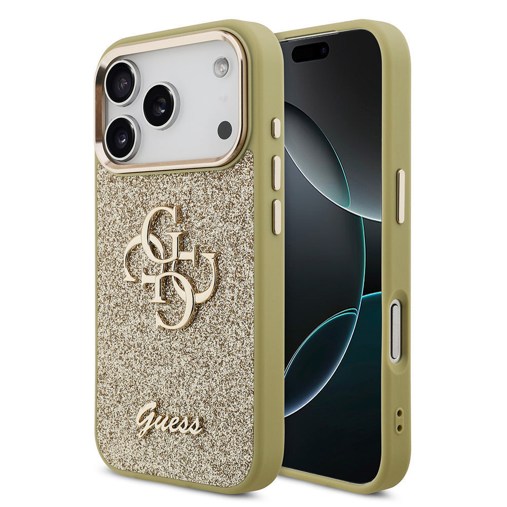 Apple iPhone 17 Pro Kılıf Guess Orjinal Lisanslı 4G Büyük Metal Kamera Çerçeveli ve Logolu Glitter Kapak - Görsel 5