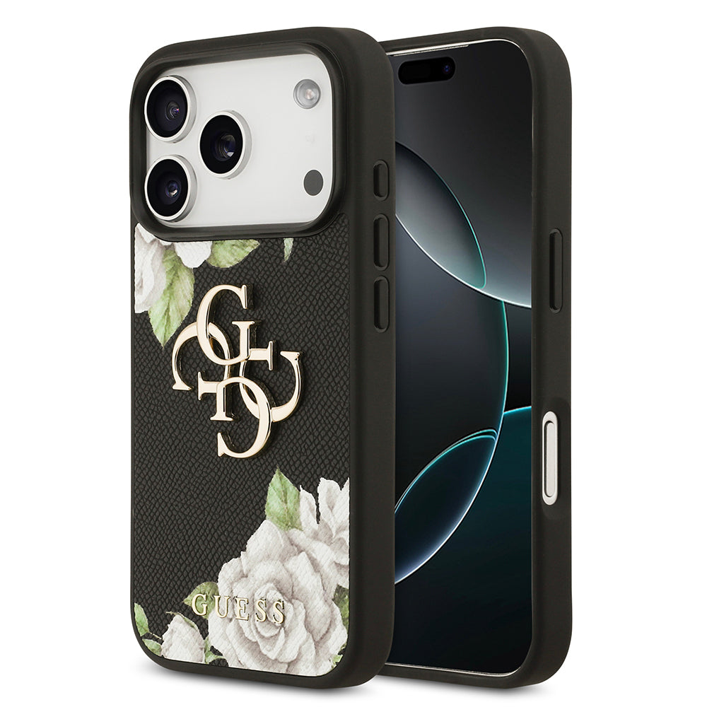 Apple iPhone 17 Pro Kılıf Guess Orjinal Lisanslı Gül Baskılı Büyük Metal Logo Dizaynlı Kapak - Görsel 2