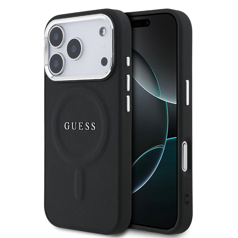 Apple iPhone 17 Pro Kılıf Guess Orjinal Lisanslı M-safe Şarj Özellikli Klasik Yazı Logolu PU Deri Kapak - Görsel 3