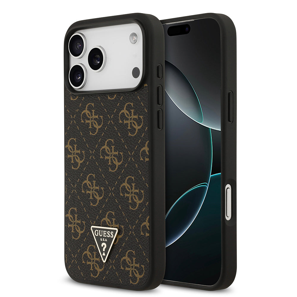 Apple iPhone 17 Pro Kılıf Guess Orjinal Lisanslı PU Deri 4G Desenli Üçgen Logolu Kapak - Görsel 2