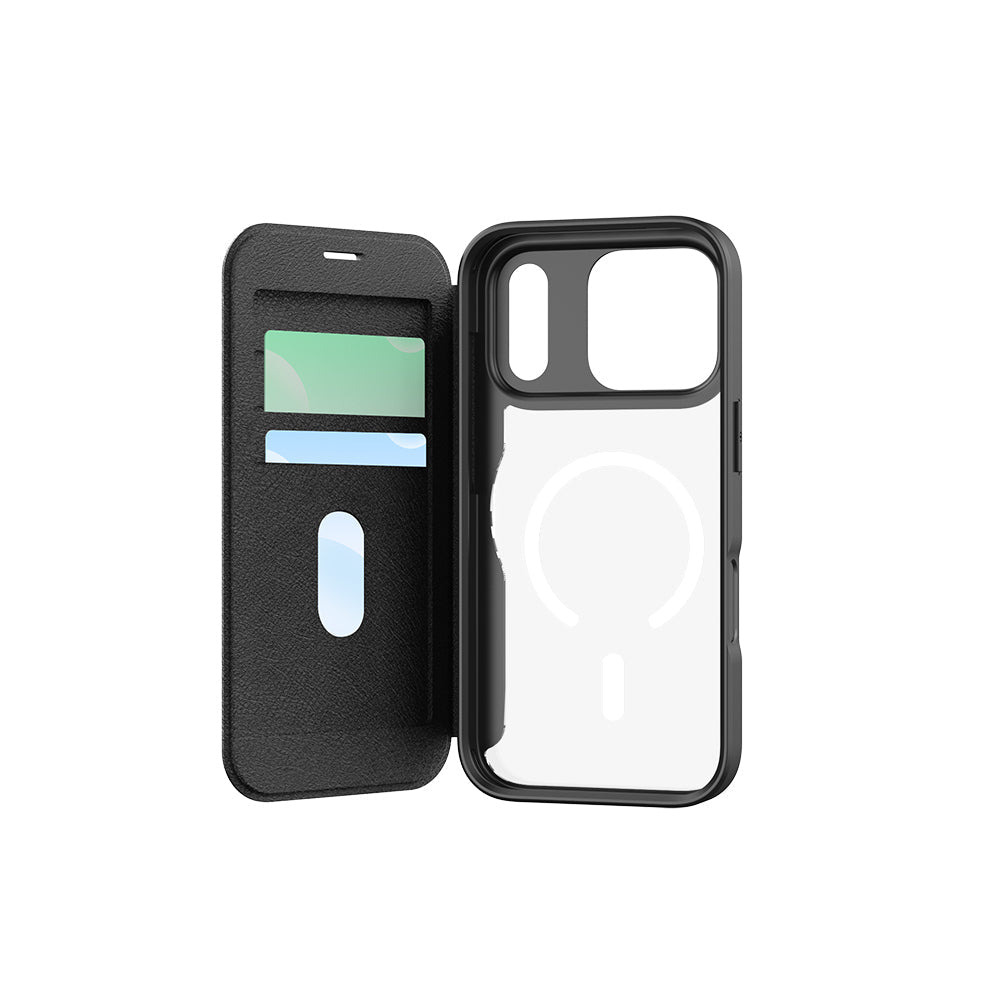 Apple iPhone 17 Pro Kılıf M-Safe Şarj Özellikli Raptic Air Folio Şeffaf Kartlıklı Kapaklı Kılıf - Görsel 2