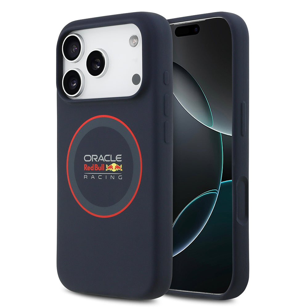 Apple iPhone 17 Pro Kılıf Redbull Orjinal Lisanslı M-safe Şarj Özellikli Kırmızı Halka ve Logo Silikon Kapak - Görsel 2