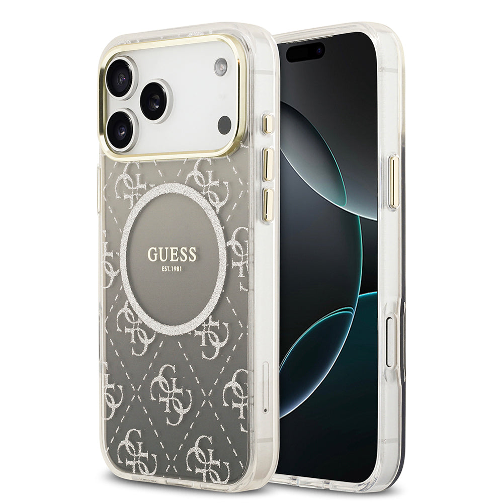 Apple iPhone 17 Pro Max Kılıf Guess Orjinal Lisanslı M-safe Şarj Özellikli 4G Desenli Simli Silikon Kapak - Görsel 4