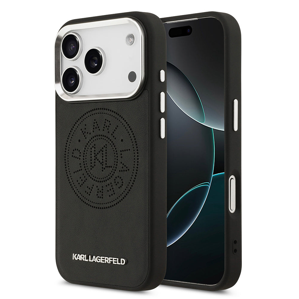 Apple iPhone 17 Pro Max Kılıf Karl Lagerfeld Orjinal Lisanslı M-safe Şarj Özellikli Delikli Tasarım Metal Logolu PU Deri Kapak - Görsel 2