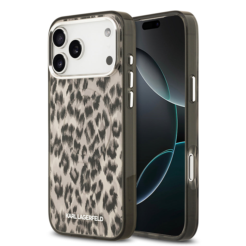 Apple iPhone 17 Pro Max Kılıf Karl Lagerfeld Orjinal Lisanslı M-safe Şarj Özellikli IML Leopar Baskılı Kapak - Görsel 3