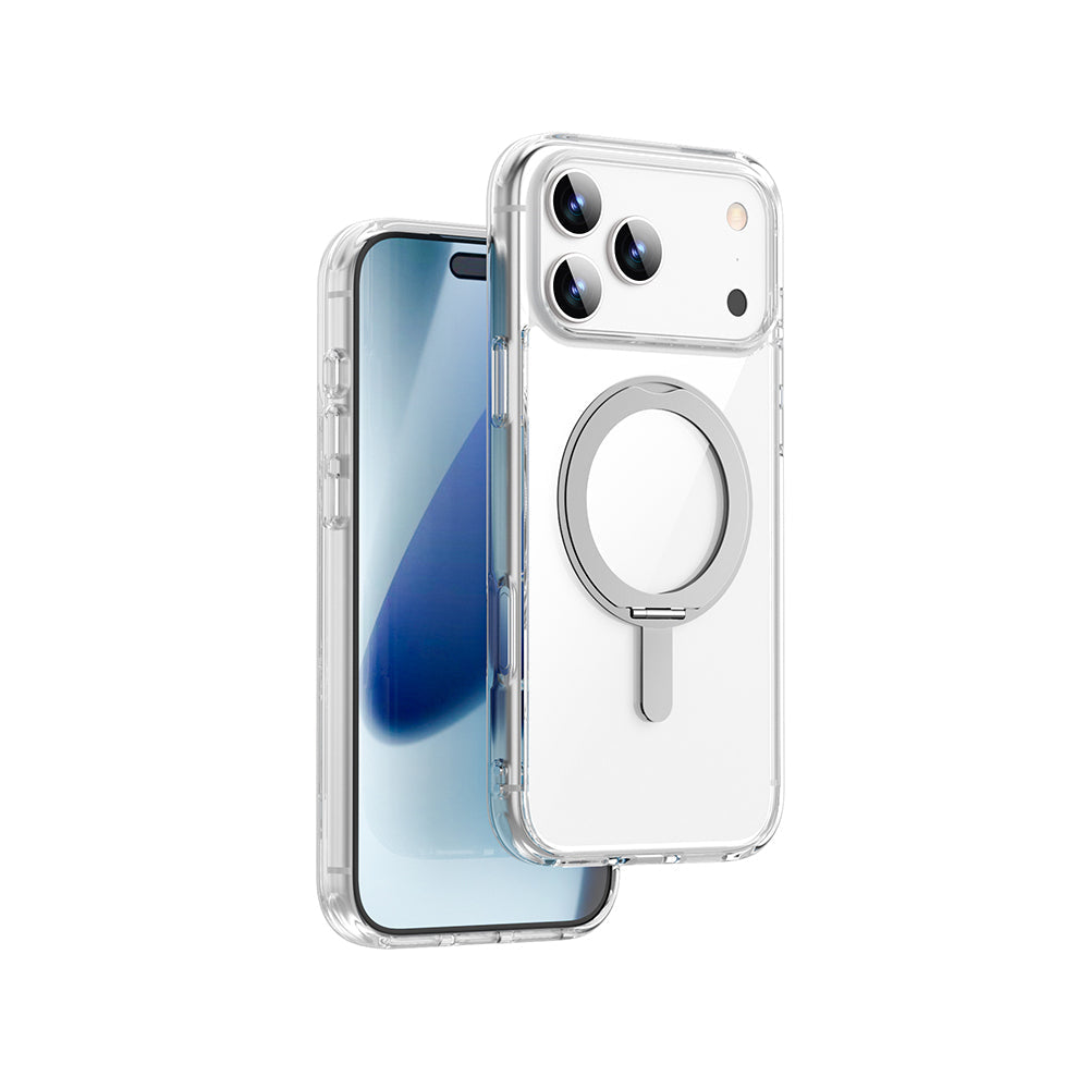 Apple iPhone 17 Pro Max Kılıf M-safe Şarj Özellikli Wiwu MCC-201 iShield Ultra Serisi Standlı Crystal Sert PC Kapak - Görsel 2