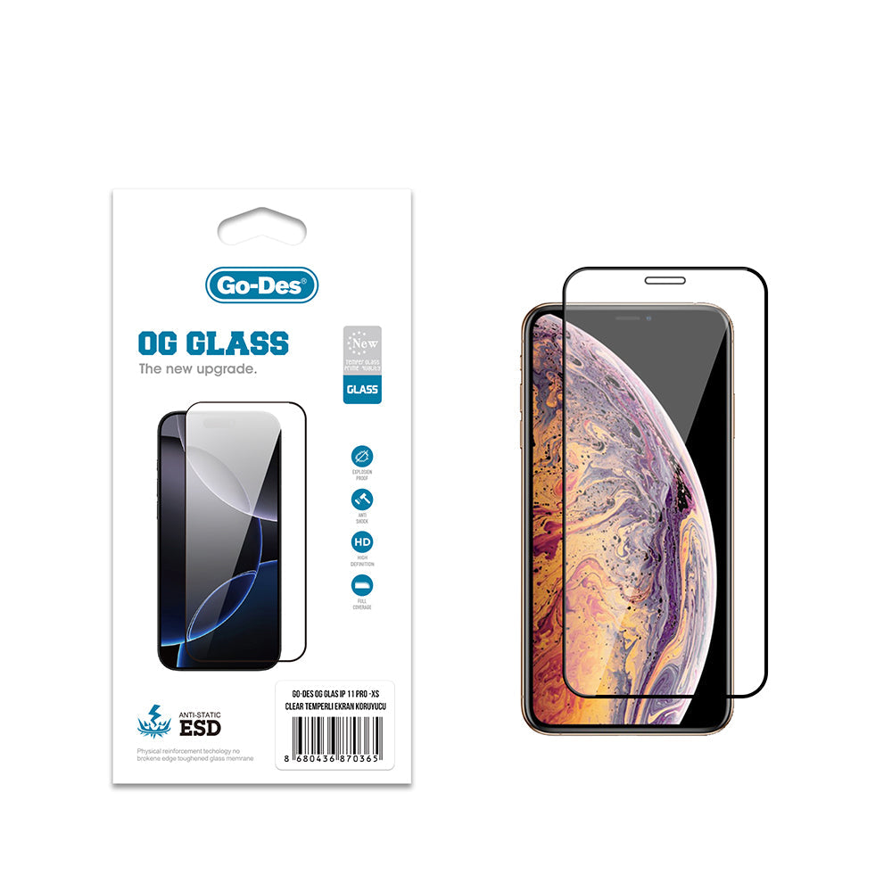 Apple iPhone XS 5.8 Go Des OG Glass Antistatik Temperli Cam Ekran Koruyucu - Görsel 2