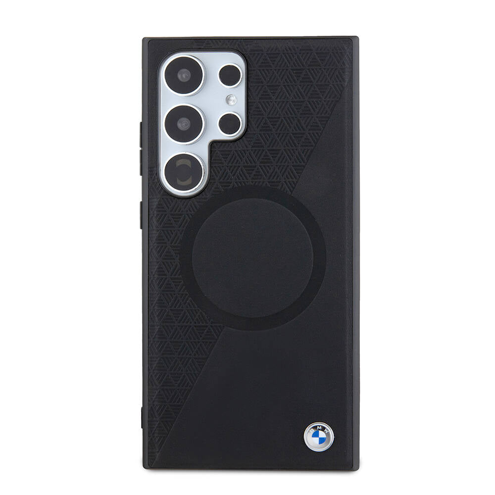Galaxy S24 Ultra Kılıf BMW Orjinal Lisanslı M-safe Şarj Özellikli Yarım Dokulu Circle Leather Kapak - Görsel 2