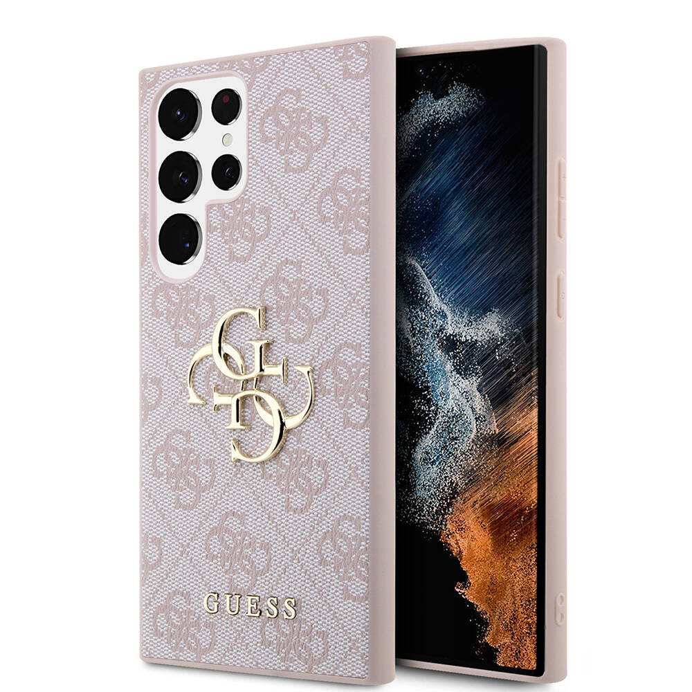 Galaxy S24 Ultra Kılıf Guess Orjinal Lisanslı PU Deri Yazı ve 4G Metal Logolu Desenli Kapak - Görsel 4