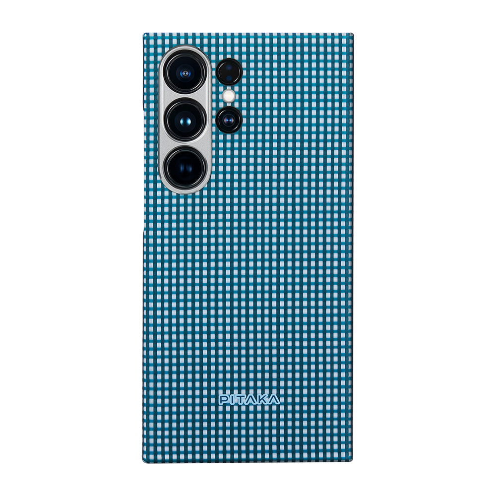 Galaxy S24 Ultra Kılıf M-safe Şarj Özellikli 1500D Aramid Fiber Pitaka Ultra-Slim Classic Serisi Ice Sea Kapak - Görsel 2
