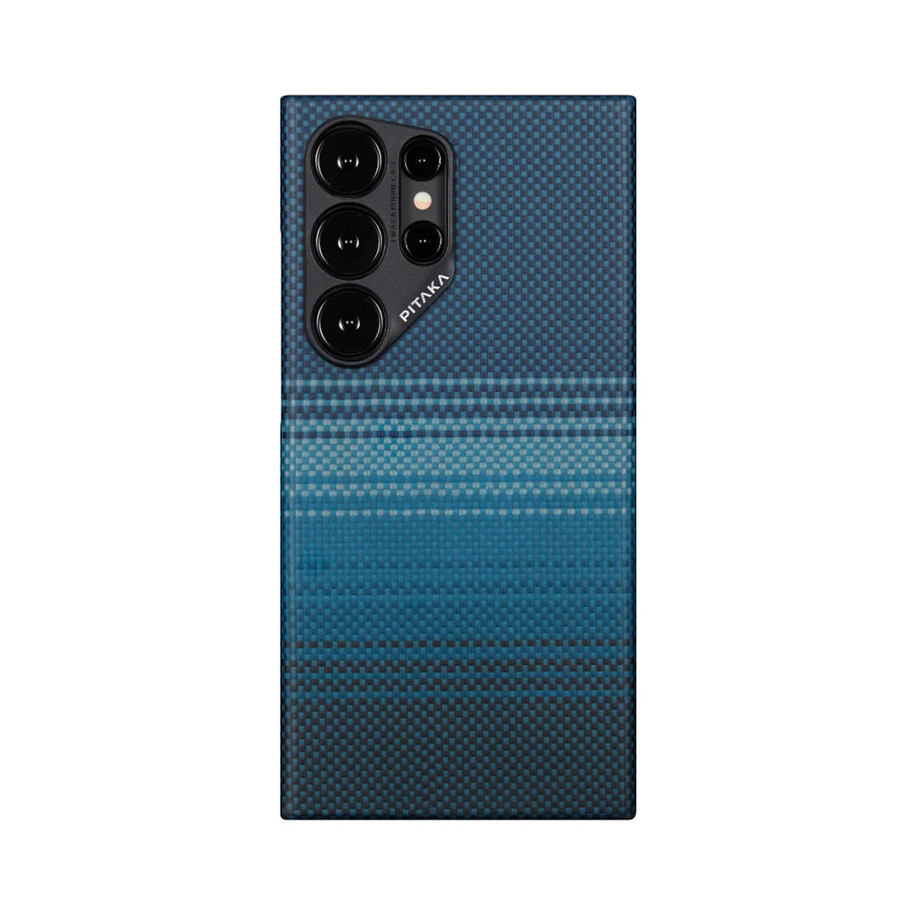 Galaxy S24 Ultra Kılıf M-safe Şarj Özellikli Aramid Fiber Pitaka Tactile Woven Sunset-Moonrise Serisi Moonrise Kapak - Görsel 2