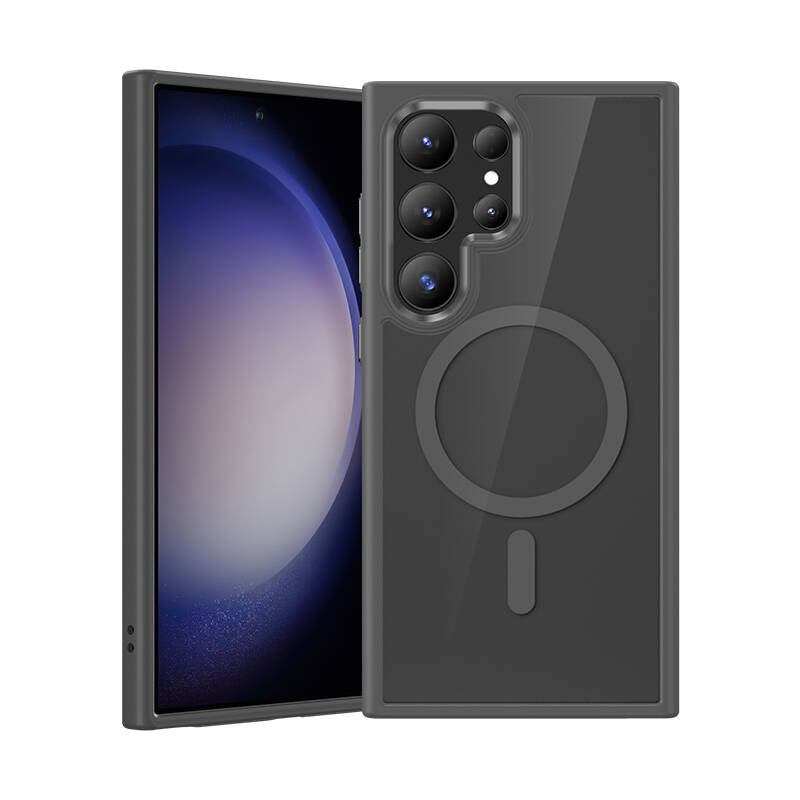 Galaxy S24 Ultra Kılıf M-safe Şarj Özellikli Şeffaf Arka Yüzey Benks MagClap TPU Çerçeve Kapak - Görsel 4