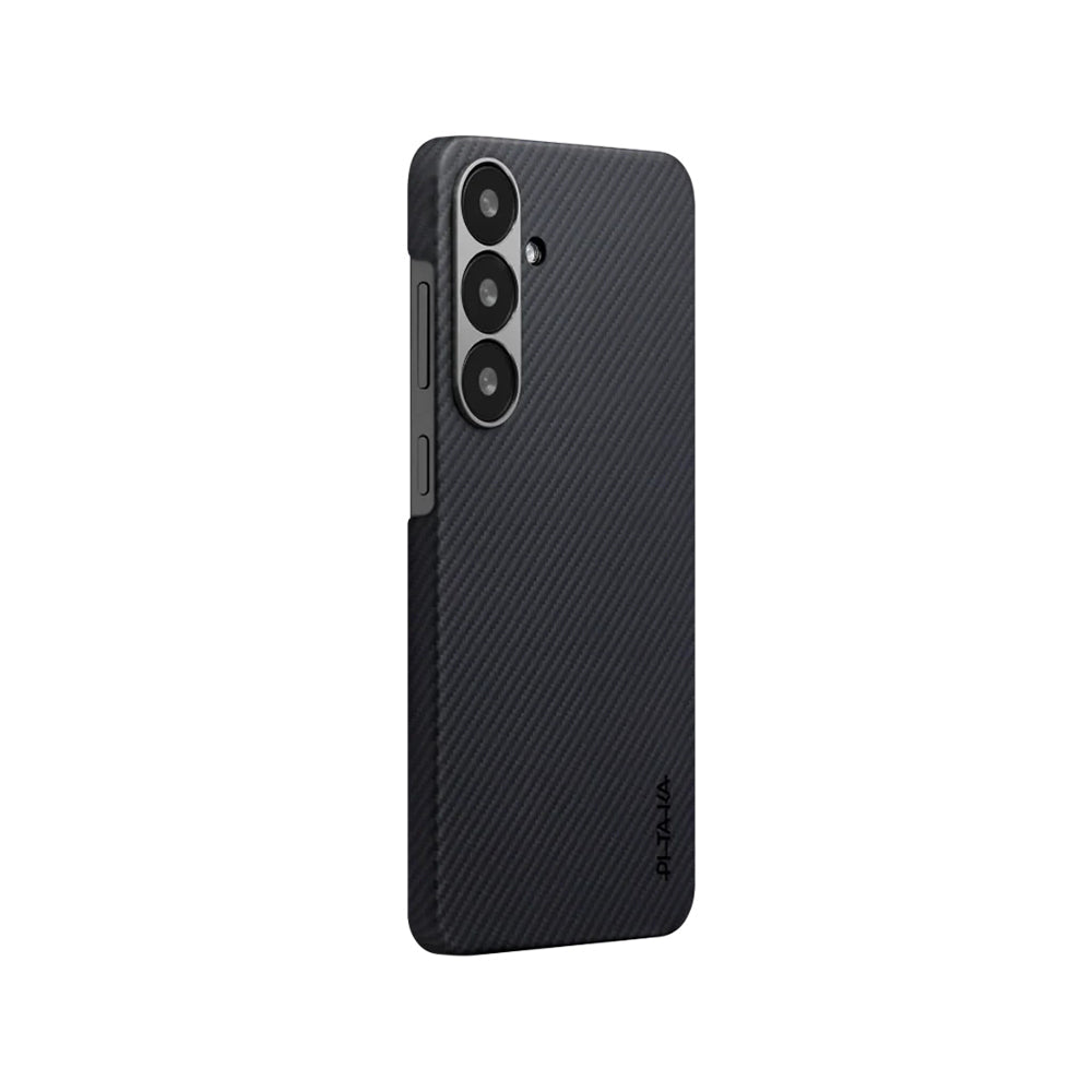 Galaxy S25 Plus Kılıf M-safe Şarj Özellikli 600D Aramid Fiber Pitaka Ultra-Slim Classic Serisi Black-Grey Twill Kapak - Görsel 2