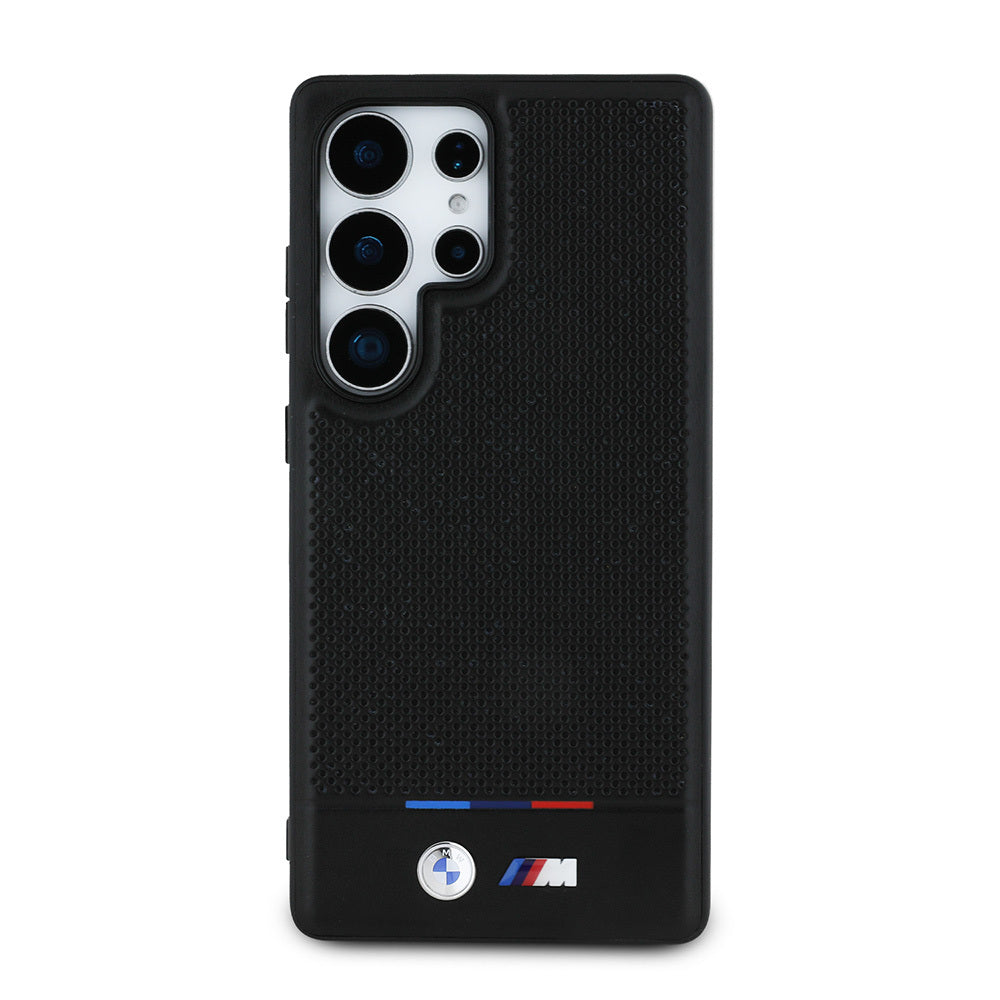 Galaxy S25 Ultra Kılıf BMW Orjinal Lisanslı M-safe Şarj Özellikli M Logolu Bottom Üç Çizgili Delikli PU Deri Kapak - Görsel 2