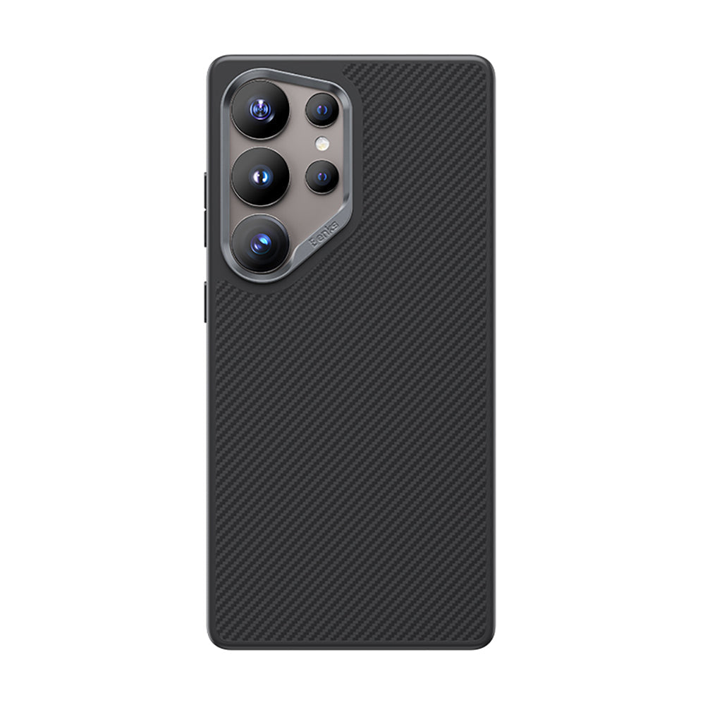 Galaxy S25 Ultra Kılıf Karbon Fiber M-safe Şarj Özellikli Benks Hybrid ArmorPro 600D Kevlar Kapak - Görsel 2