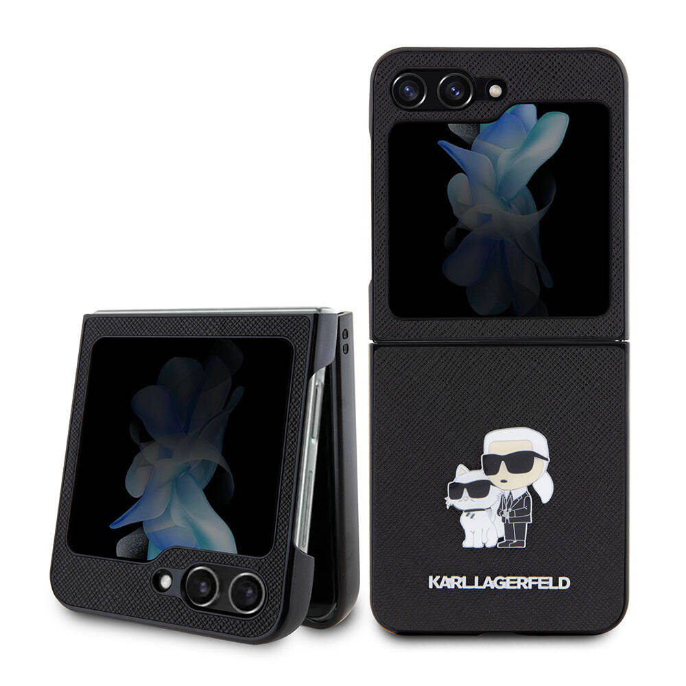 Galaxy Z Flip 5 Kılıf Karl Lagerfeld Orjinal Lisanslı K&C Metal Logolu Saffiano Kapak - Görsel 2