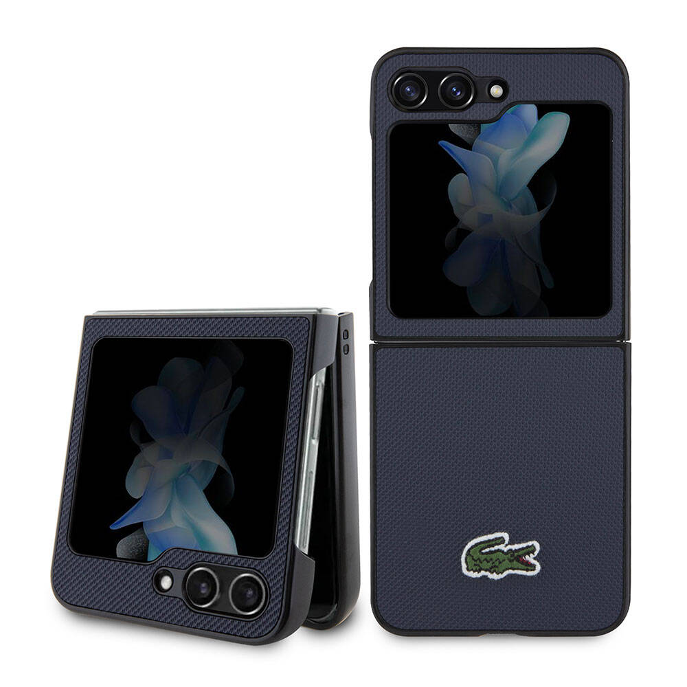 Galaxy Z Flip 5 Kılıf Lacoste Orjinal Lisanslı PU Pike Desenli Arka Yüzey İkonik Timsah Dokuma Logolu Kapak - Görsel 5