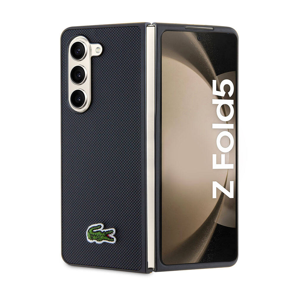 Galaxy Z Fold 5 Kılıf Lacoste Orjinal Lisanslı PU Pike Desenli Arka Yüzey İkonik Timsah Dokuma Logolu Kapak - Görsel 5