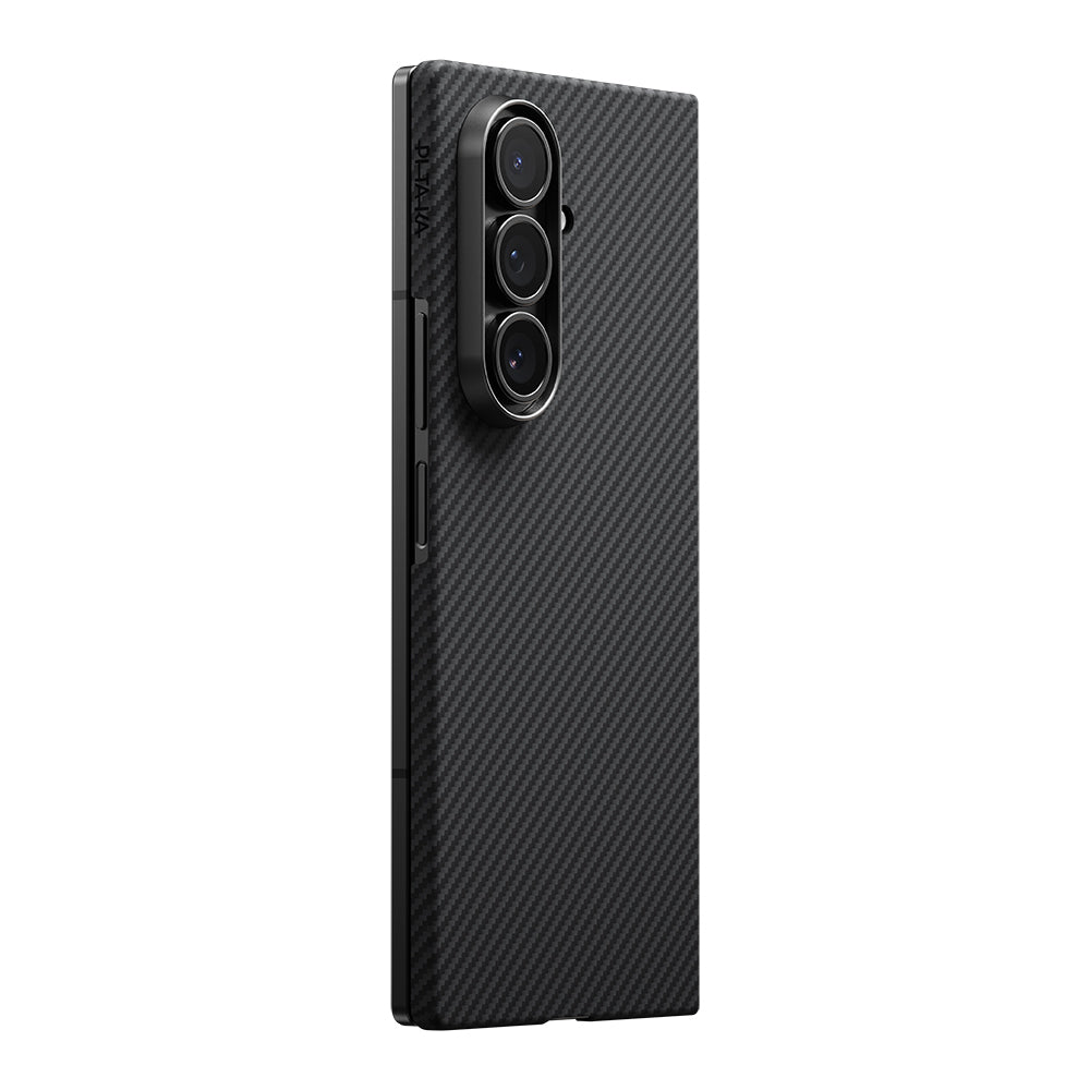 Galaxy Z Fold 7 Kılıf M-safe Şarj Özellikli 600D Aramid Fiber Pitaka Ultra-Slim Classic Serisi Black-Grey Twill Kapak - Görsel 2