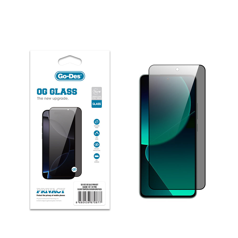 Xiaomi Mi 13T Go Des OG Glass Privacy Antistatik Temperli Cam Ekran Koruyucu - Görsel 2