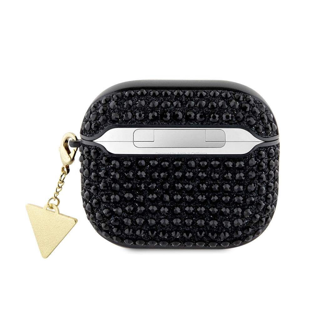 Apple Airpods 3. Nesil Kılıf Guess Orjinal Lisanslı Parıltılı Taş Kaplamalı Üçgen Logo Süs Zincirli Kapak - Görsel 3
