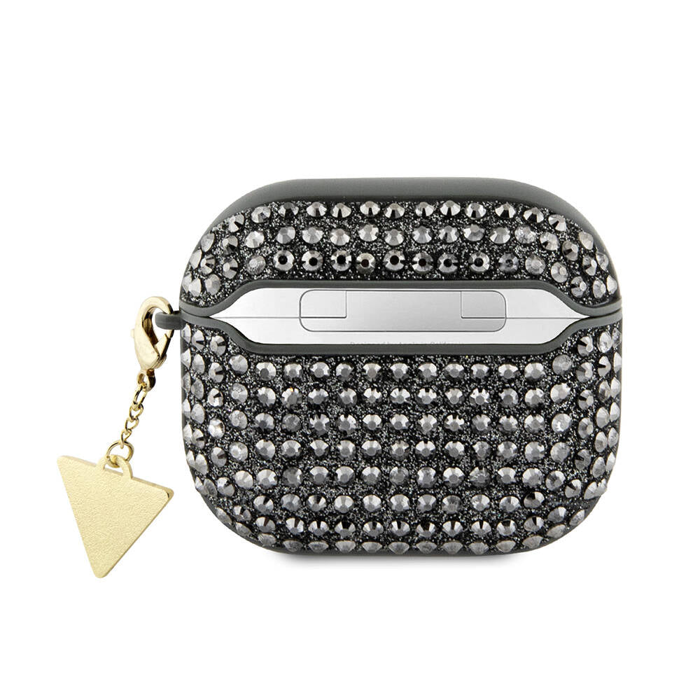 Apple Airpods 3. Nesil Kılıf Guess Orjinal Lisanslı Parıltılı Taş Kaplamalı Üçgen Logo Süs Zincirli Kapak - Görsel 4