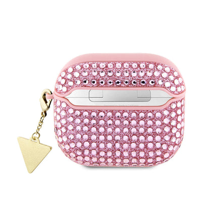 Apple Airpods 3. Nesil Kılıf Guess Orjinal Lisanslı Parıltılı Taş Kaplamalı Üçgen Logo Süs Zincirli Kapak - Görsel 5