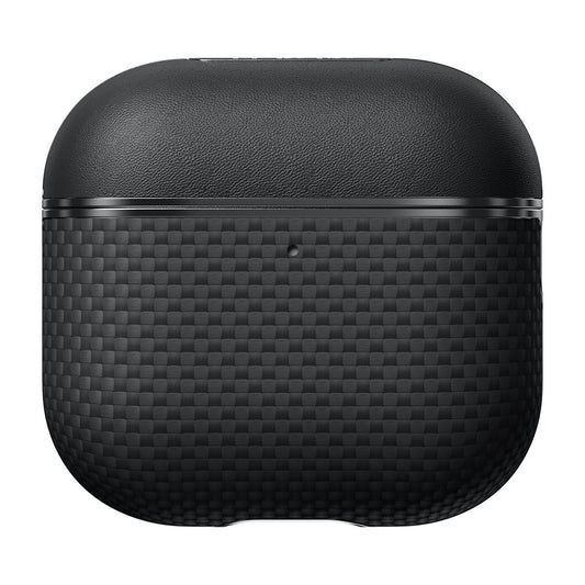 Apple Airpods 4 Kılıf 1500D Aramid Fiber Pitaka Ultra-Slim Classic Serisi Black-Grey Twill Kapak - Görsel 2