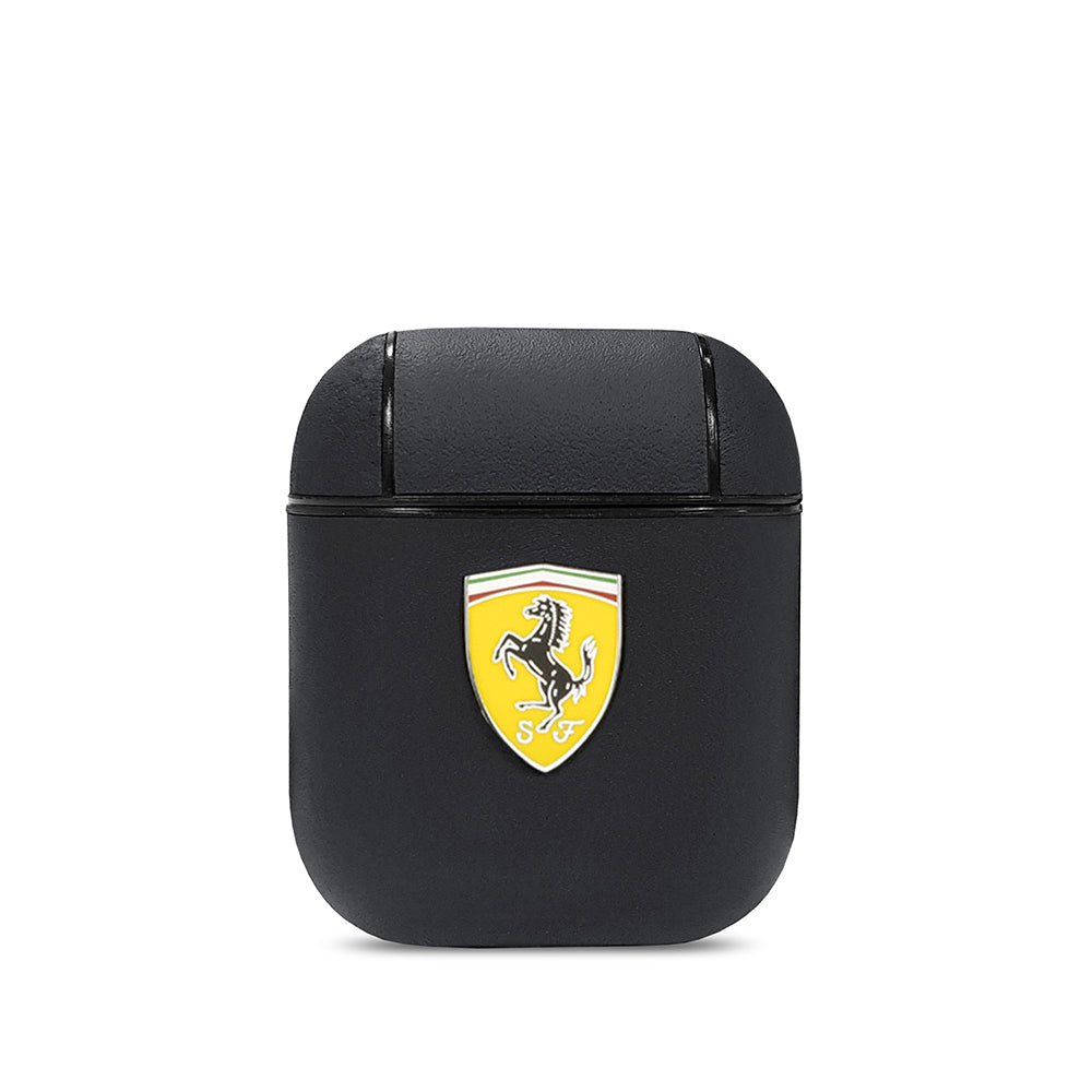 Apple Airpods Kılıf Ferrari Orjinal Lisanslı PU Deri Metal Logolu SF Arka Yüzey Yazılı Kapak - Görsel 2
