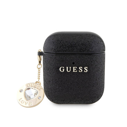 Apple Airpods Kılıf Guess Orjinal Lisanslı Glitter Elmas Kalp Süs Zincirli Kapak - Görsel 3