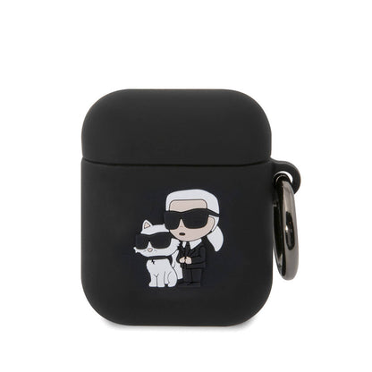 Apple Airpods Kılıf Karl Lagerfeld Orjinal Lisanslı Karl & Choupette 3D Silikon Kapak - Görsel 2