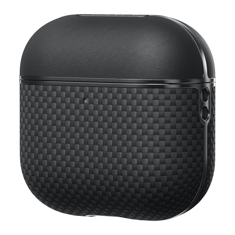 Apple Airpods Pro 2 Kılıf 1500D Aramid Fiber Pitaka Ultra-Slim Classic Serisi Black-Grey Twill Kapak - Görsel 2