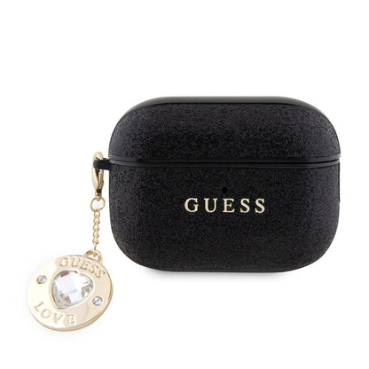 Apple Airpods Pro 2 Kılıf Guess Orjinal Lisanslı Glitter Elmas Kalp Süs Zincirli Kapak - Görsel 3