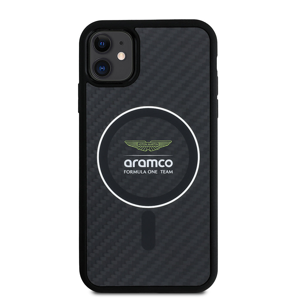 Apple iPhone 11 Kılıf Aston Martin Orjinal Lisanslı M-safe Şarj Özellikli Renkli Halka ve Karbon Fiber Tasarımlı Kapak - Görsel 2