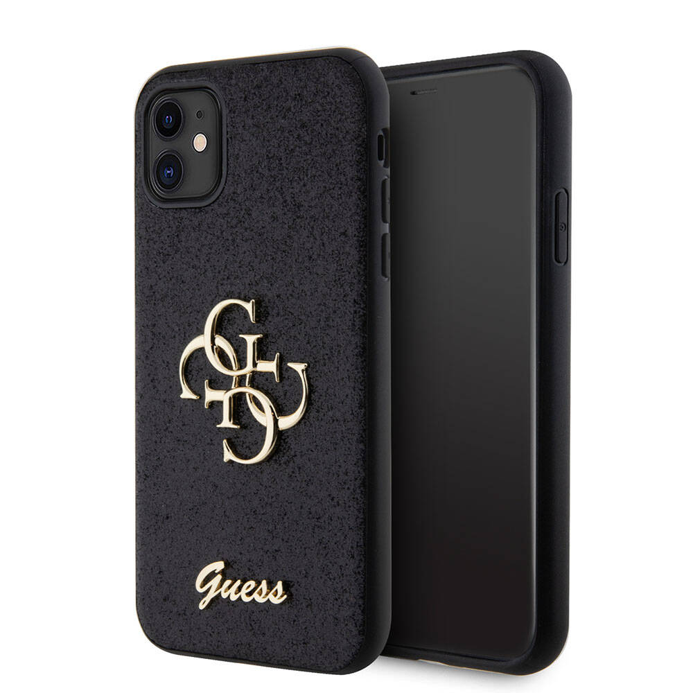 Apple iPhone 11 Kılıf Guess Orjinal Lisanslı 4G Büyük Metal Logolu Glitter Kapak - Görsel 3