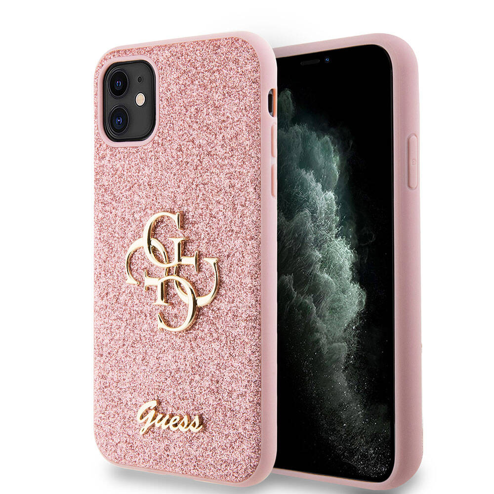 Apple iPhone 11 Kılıf Guess Orjinal Lisanslı 4G Büyük Metal Logolu Glitter Kapak - Görsel 2