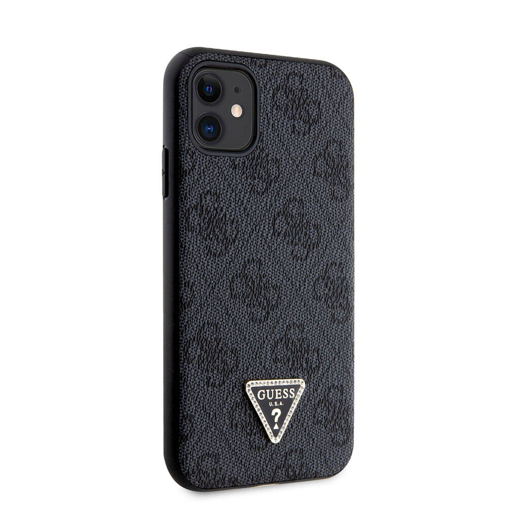 Apple iPhone 11 Kılıf Guess Orjinal Lisanslı PU Deri Taşlı Üçgen Logo 4G Desenli Kapak - Görsel 2