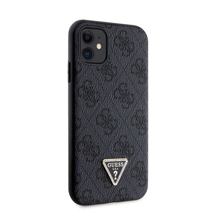 Apple iPhone 11 Kılıf Guess Orjinal Lisanslı PU Deri Taşlı Üçgen Logo 4G Desenli Kapak - Görsel 2