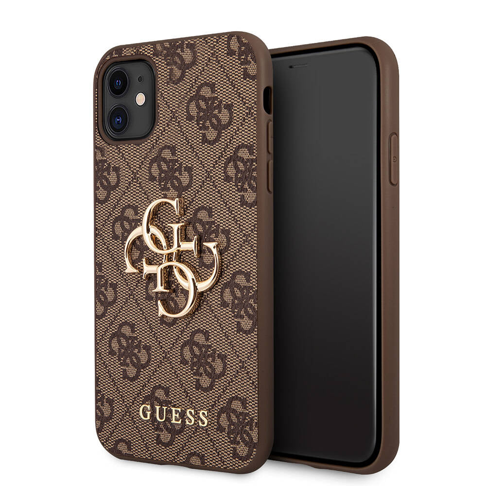 Apple iPhone 11 Kılıf Guess PU Deri Büyük Metal Logo Dizaynlı Kapak - Görsel 2